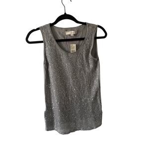 Loft Silver Sequin Cocktail Top